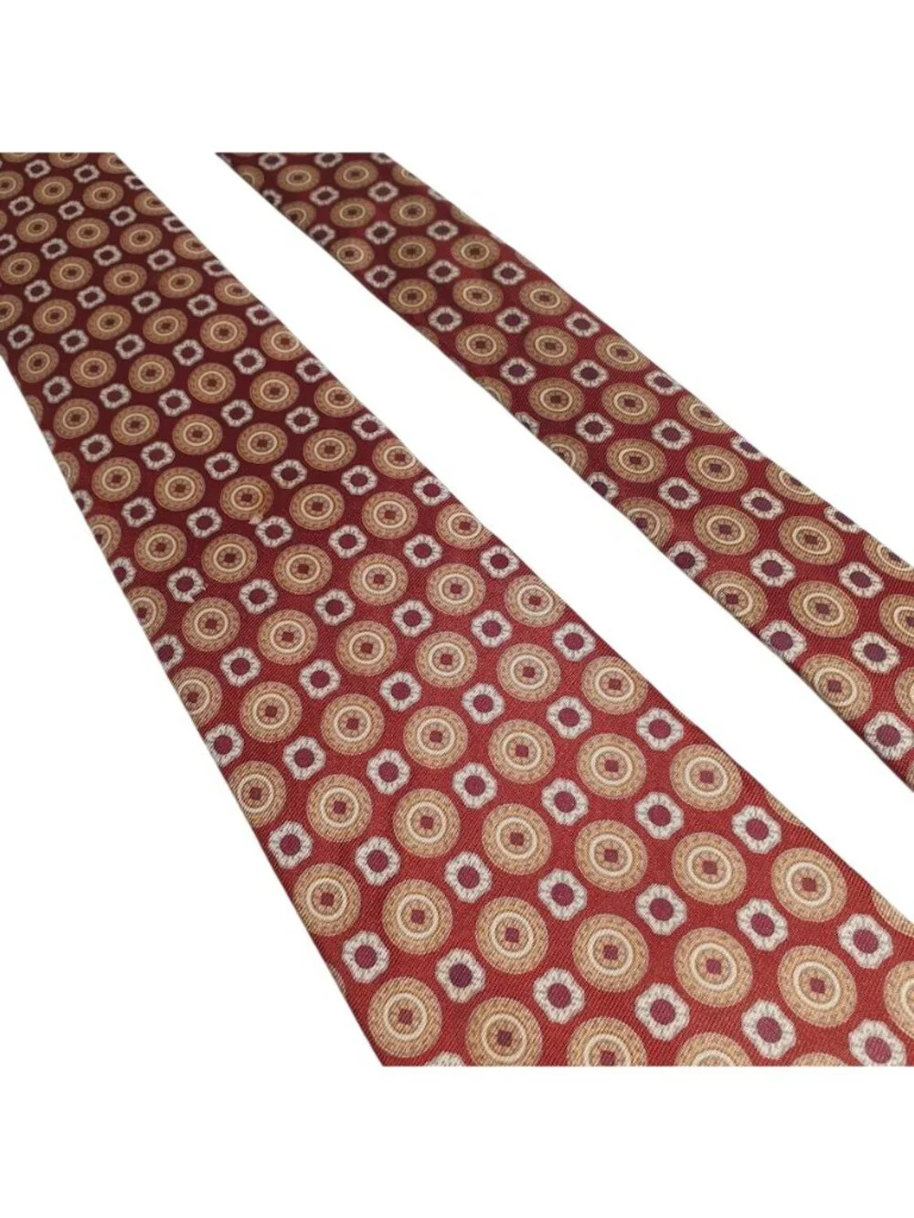 Arc De Triomphe Sears Mens Store Red Gold Patterned Tie Circle Motif Vintage